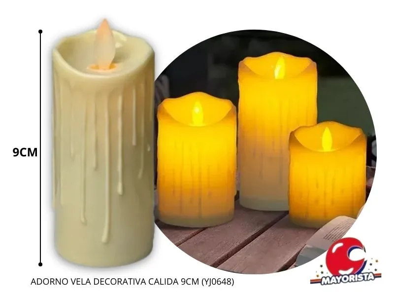 [8034107005219] ADORNO VELA DECORATIVA CALIDA 9CM (YJ0648) YJ IMPORT
