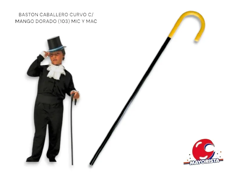 [2973] BASTON CABALLERO CURVO MANGO DORADO (103) MIC Y MAC