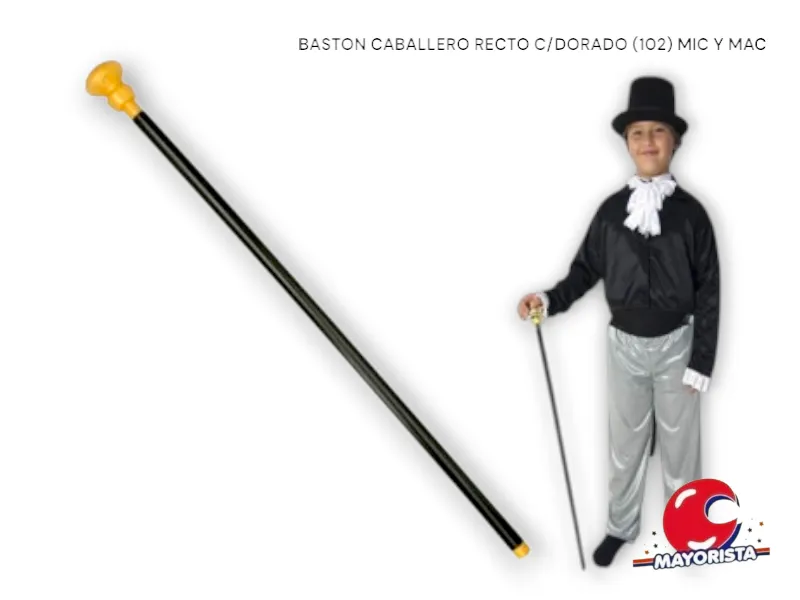 [2958] BASTON CABALLERO RECTO MANGO DORADO (102) MIC Y MAC