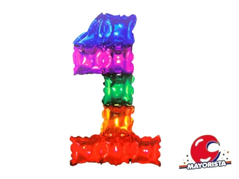 [6900702901022] GLOBO MYLAR N 1 MULTICOLOR 16 (40CM) BLISTER (JEF01-02) ARDITEX