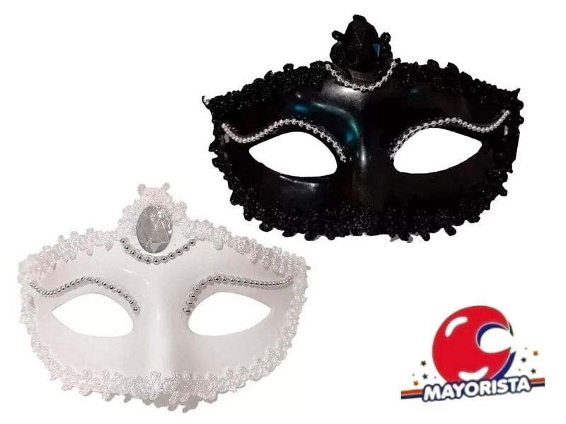 ANTIFAZ VENECIANO BLANCO O NEGRO C/PERLAS Y PUNTILLAS (YJ0392) YJ IMPORT