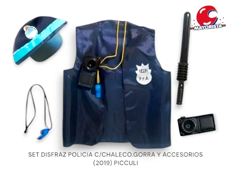 [9501] SET DISFRAZ POLICIA C/CHALECO,GORRA Y ACCESORIOS (2019) PICCULI