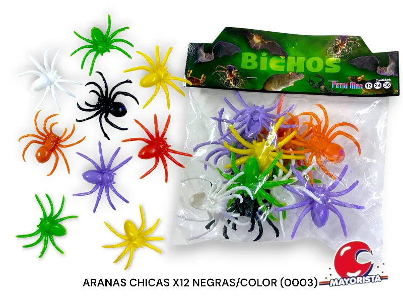 [3678] ARANAS CHICAS X12 NEGRAS/COLOR (0003) PATRIMAR