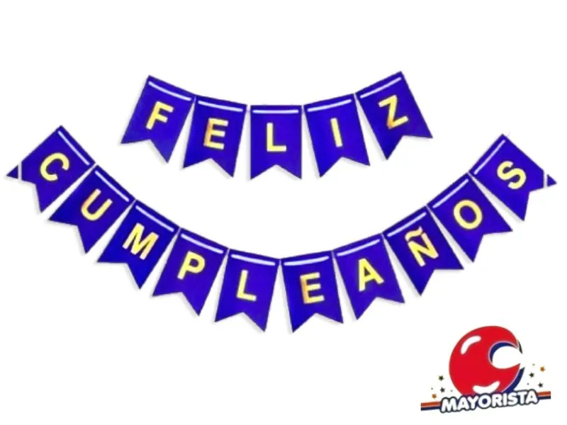 BANDERIN CARTON FELIZ CUMPLEANOS AZUL (GB828-083) CHG