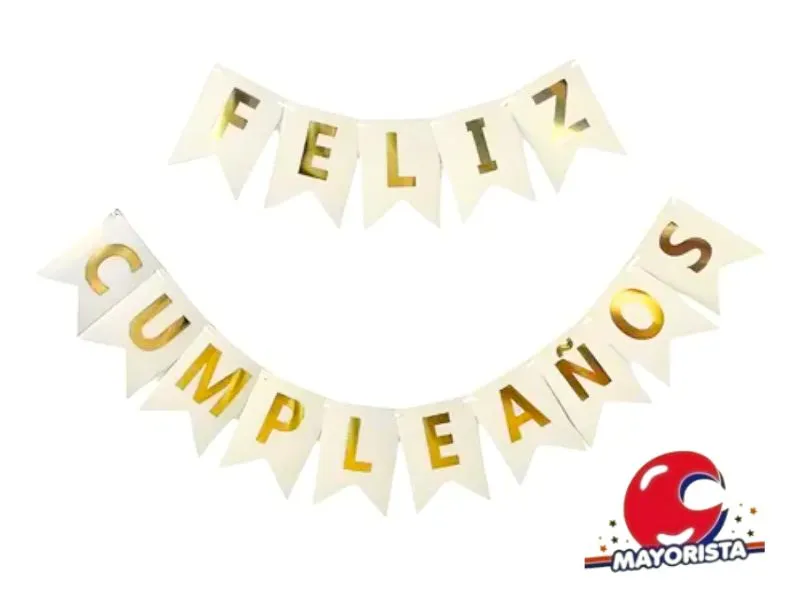 [2376] BANDERIN CARTON FELIZ CUMPLEANOS BLANCO (GB828-083) CHG