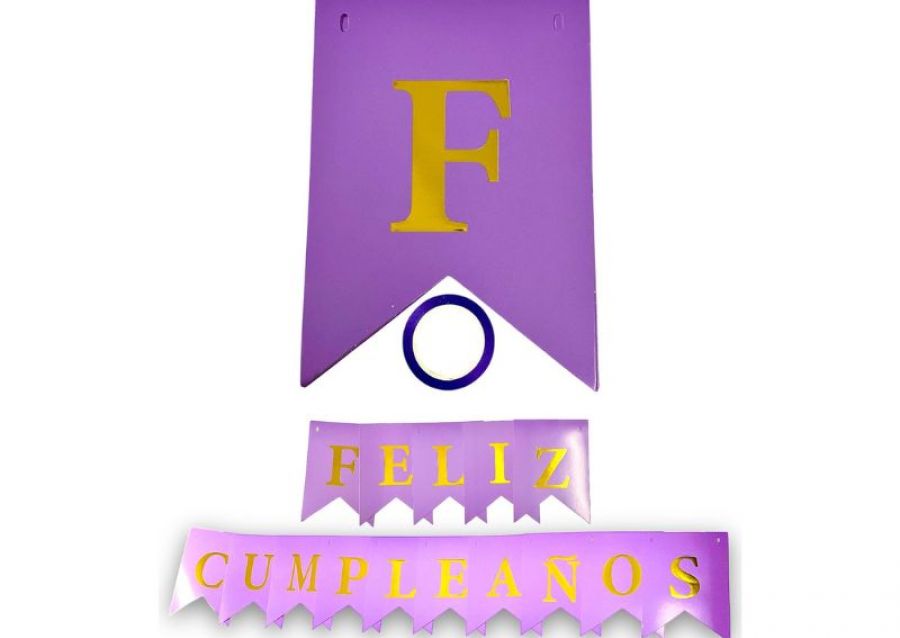 [3259] BANDERIN CARTON FELIZ CUMPLEANOS LILA (YW18-092) LCOST