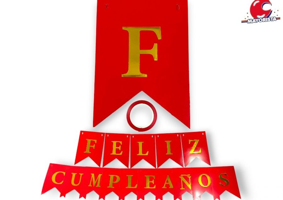 [1595] BANDERIN CARTON FELIZ CUMPLEANOS ROJO (YW18-092) LCOST