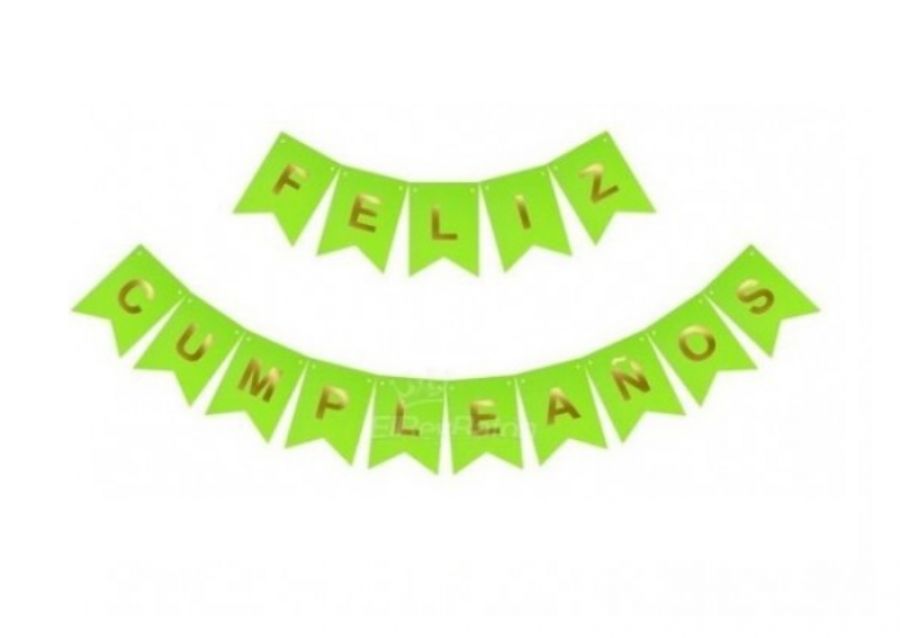 [5023] BANDERIN CARTON FELIZ CUMPLEANOS VERDE MANZANA (YW18-092) LCOST