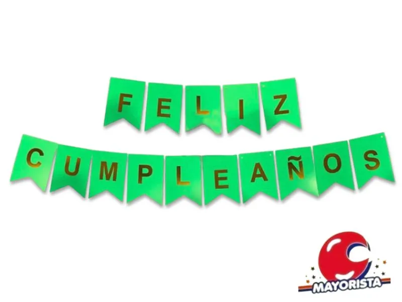 [6900018125051] BANDERIN CARTON XL 18X15CM FELIZ CUMPLEANOS VERDE MANZANA (YW18-125) LCOST