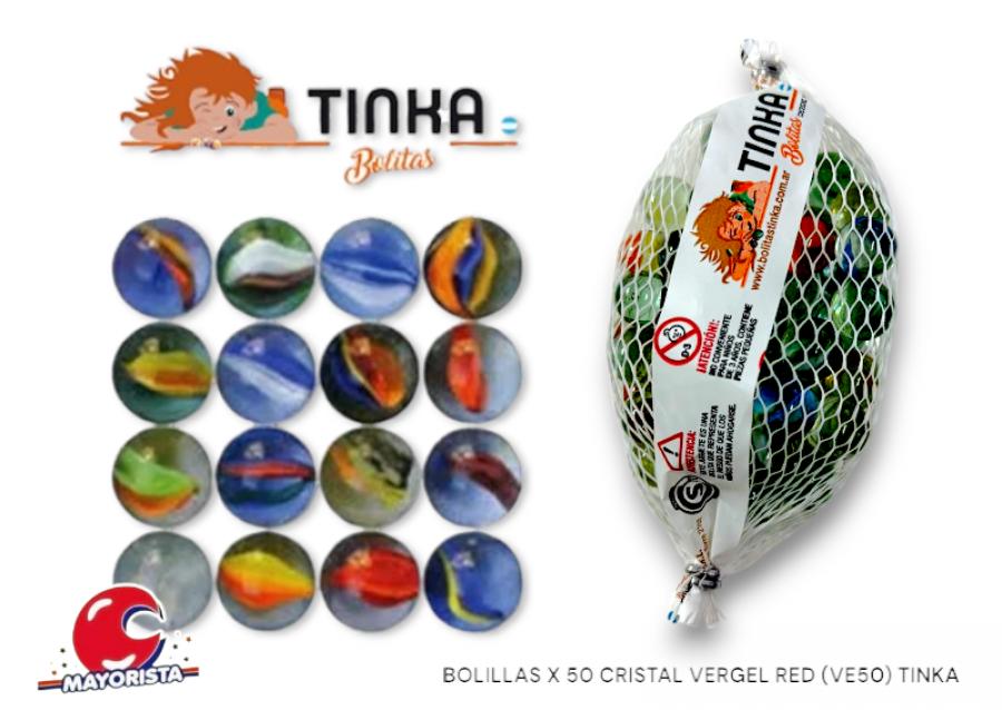 [1507] BOLILLAS X 50 CRISTAL VERGEL RED (VE50) TINKA