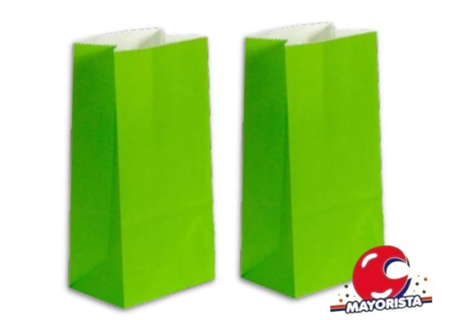 BOLSITA PAPEL X 10 VERDE MANZANA LISA 15X25X8 SPACE