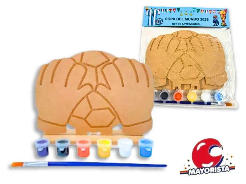 SET ARTE SILUETA GUANTES C/PELOTA C/PIE, PINCEL Y ACRILICOS 20X16CM (RKJ103) RECKO