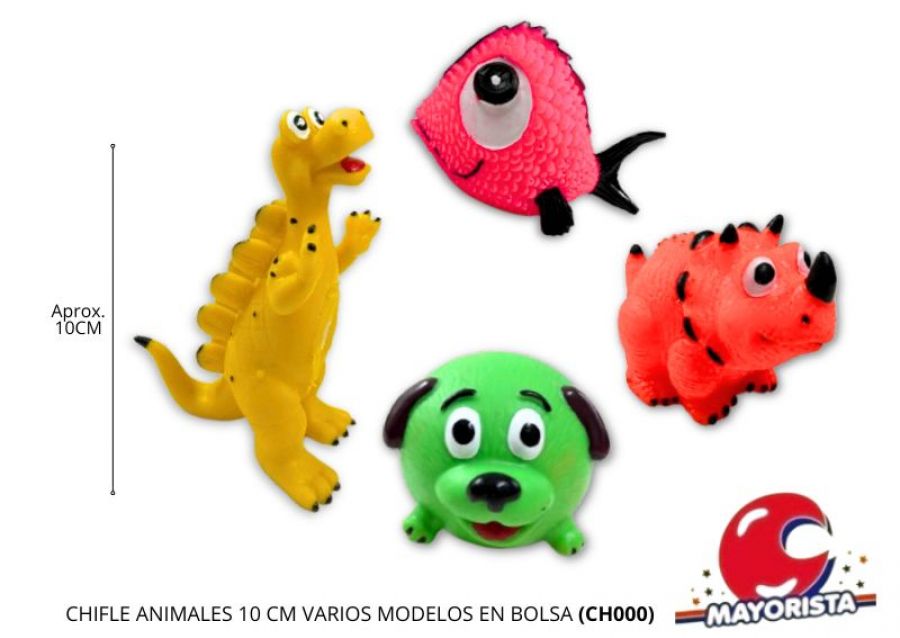 CHIFLE ANIMALES 10 CM VARIOS MODELOS EN BOLSA (CH000) CABADIN