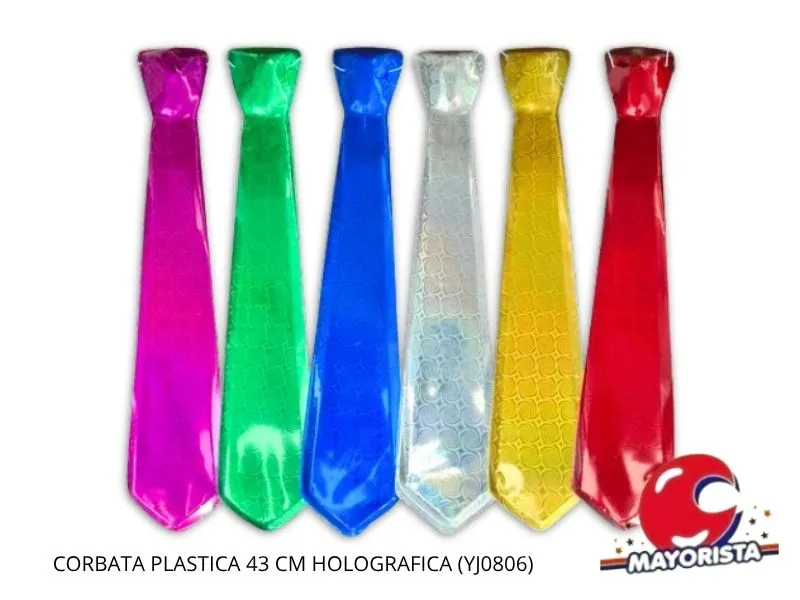 [8034107006797] CORBATA PLASTICA 43 CM HOLOGRAFICA (YJ0806) YJ IMPORT