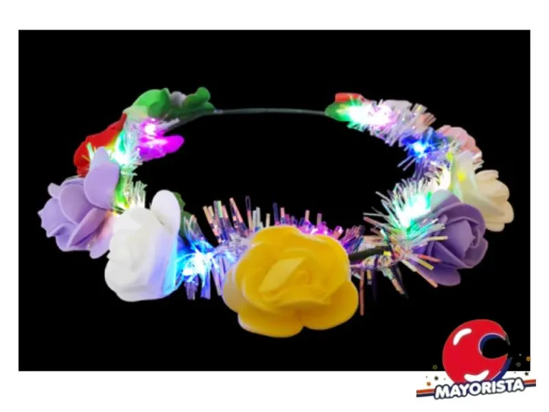 CORONA C/LUZ FLORES MULTICOLOR (YJ0500/ZLE-CV-01-02MU) YJ IMPORT