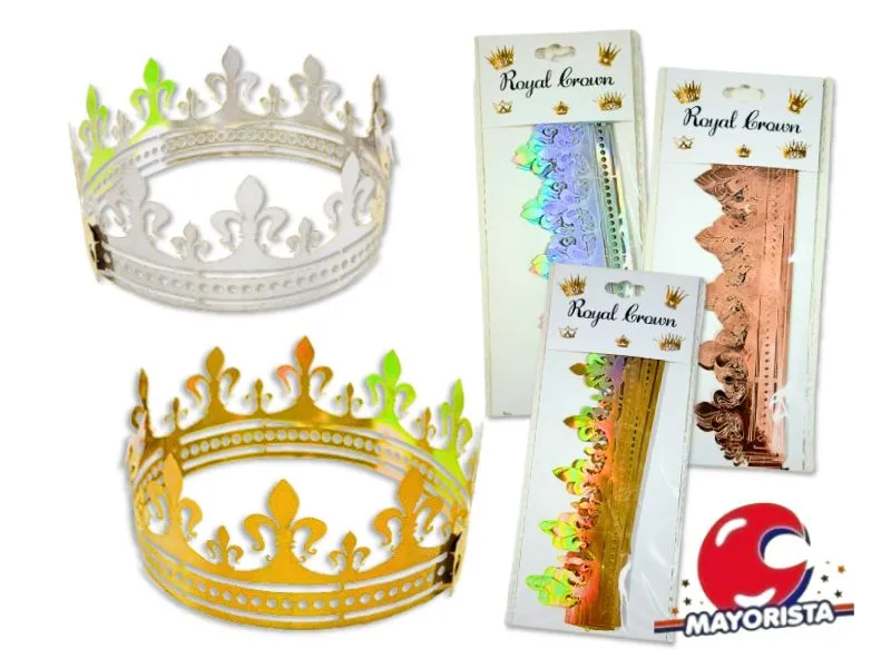 ADORNO TORTA CORONA DE PAPEL X 12 DORADA/PLATA/ROSA GOLD (ZLE-CV-30-01) ERIK