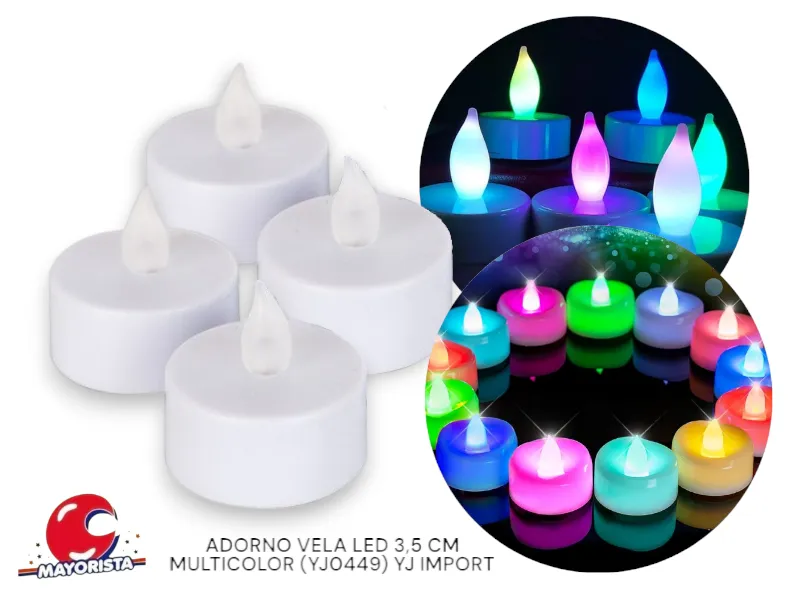 ADORNO VELA LED 3,5 CM MULTICOLOR (YJ0449) YJ IMPORT