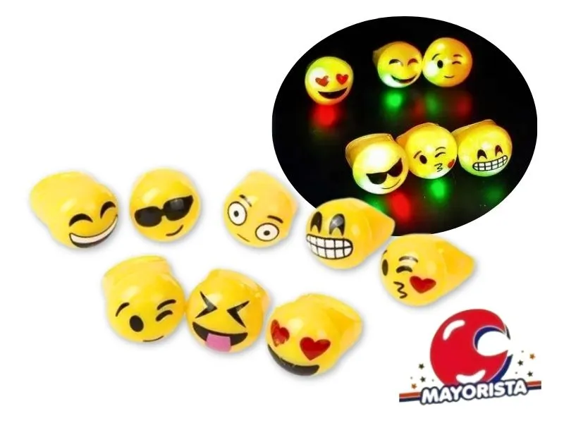 [8034107000818] ANILLO C/LUZ GOMA CARITAS EMOTICONES (YJ0076) YJ IMPORT