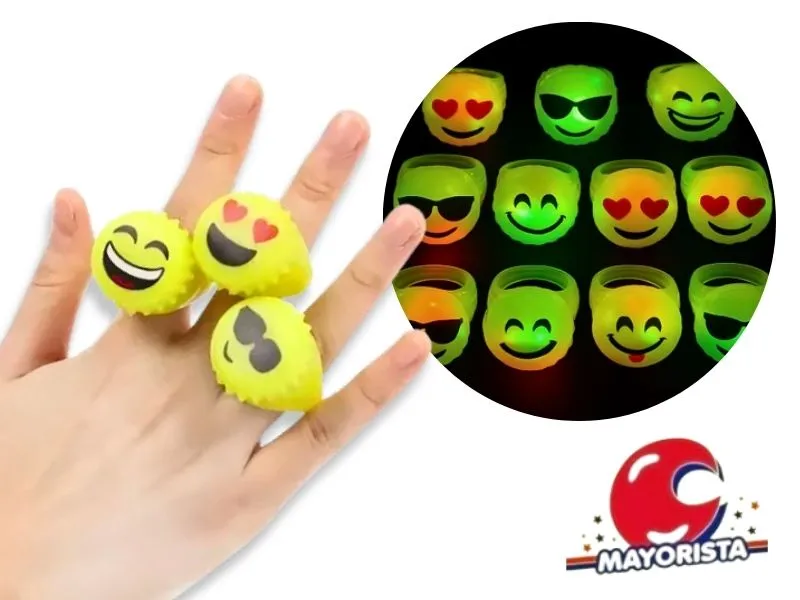 ANILLO X 1 C/LUZ GOMA TAPITA CARITAS AMARILLAS (YJ0077) YJ IMPORT