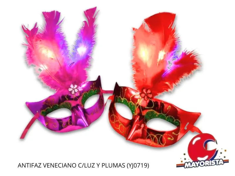 ANTIFAZ VENECIANO C/LUZ Y PLUMAS (YJ0719) YJ IMPORT
