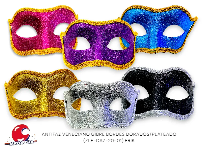 [7714] ANTIFAZ VENECIANO GIBRE BORDES DORADOS/PLATEADO (ZLE-CAZ-20-01) ERIK