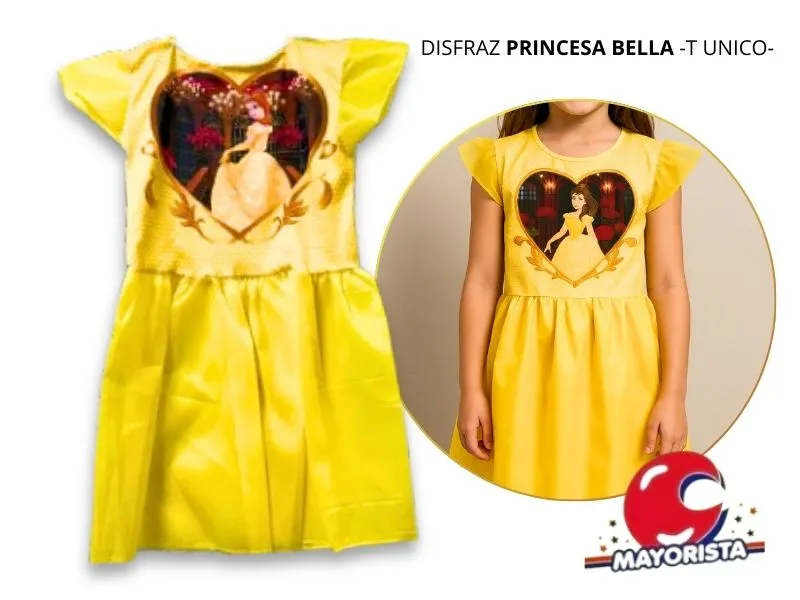 [9139] DISFRAZ PRINCESA BELLA AMARILLO TALLE UNICO (LEON)