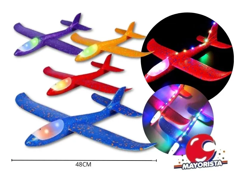 AVION PLANEADOR C/LUZ LED TELGOPOR 46CM (RK2407900) RECKO