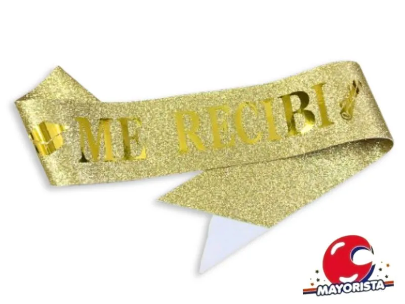[4301] BANDA GLITTER DORADA ME RECIBI 160CM (YJ0017) YJ IMPORT