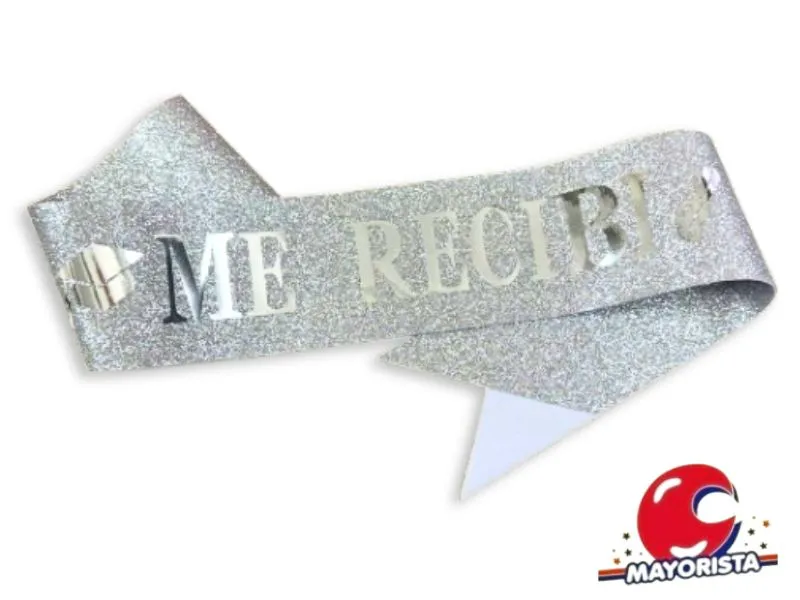 [4279] BANDA GLITTER PLATA ME RECIBI 160CM (YJ0017) YJ IMPORT