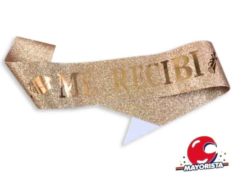 [4283] BANDA GLITTER ROSA GOLD ME RECIBI 160CM (YJ0017) YJ IMPORT