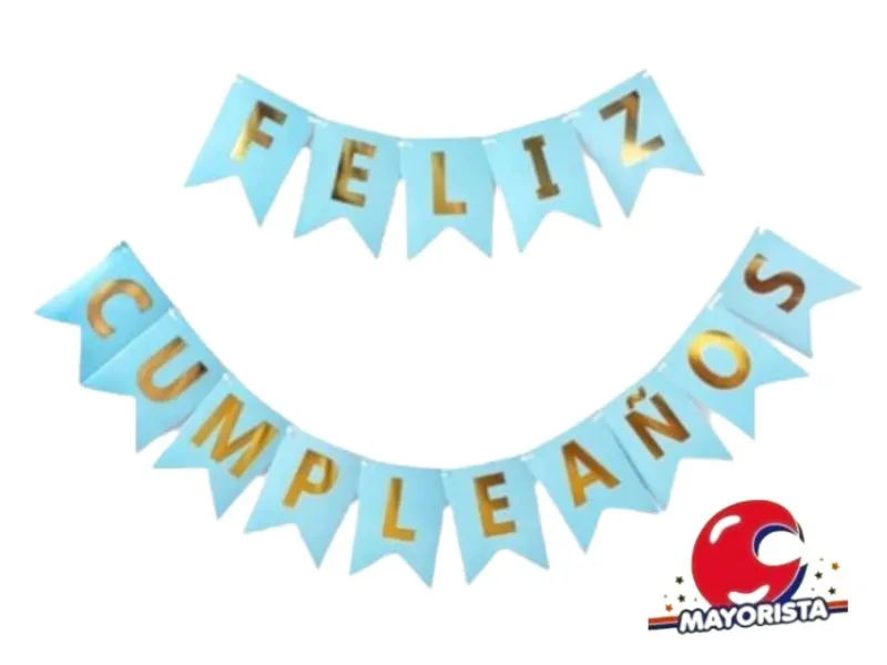 [7636] BANDERIN CARTON FELIZ CUMPLEANOS CELESTE (GB828-083) CHG