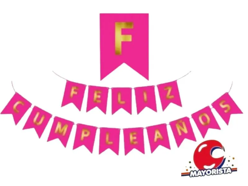 [1600] BANDERIN CARTON FELIZ CUMPLEANOS FUCSIA (GB828-083) CHG