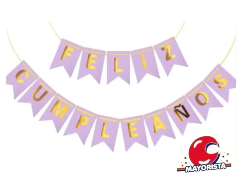 BANDERIN CARTON FELIZ CUMPLEANOS LILA (YW18-092) LCOST