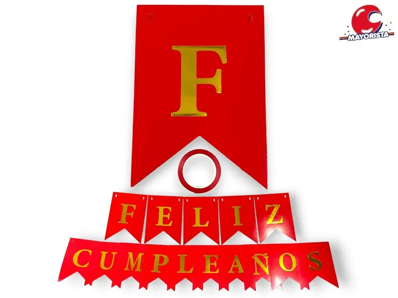 BANDERIN CARTON FELIZ CUMPLEANOS ROJO (YW18-092) LCOST