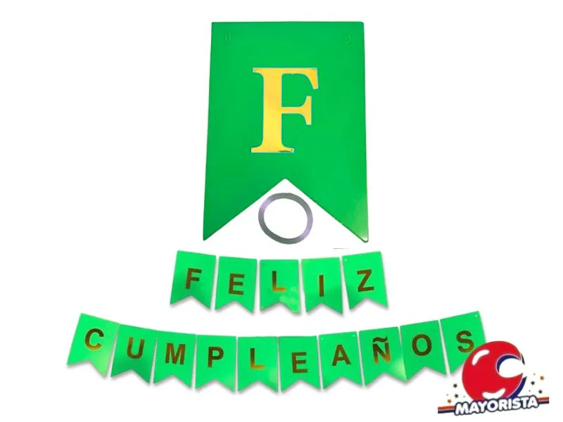 BANDERIN CARTON FELIZ CUMPLEANOS VERDE MANZANA (YW18-092) LCOST
