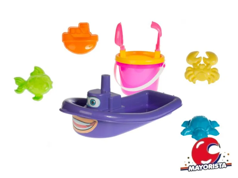 BARCO, BALDE,CERNIDOR, PALA Y RASTRILLO CHICO + 4 MOLDES (301) CHICHESS