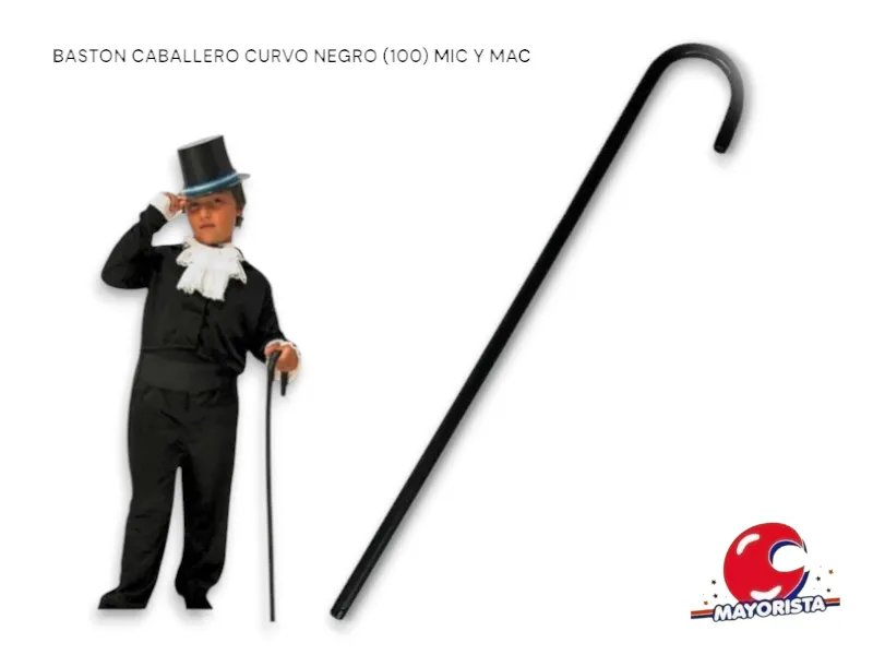 [2959] BASTON CABALLERO CURVO NEGRO (100) MIC Y MAC