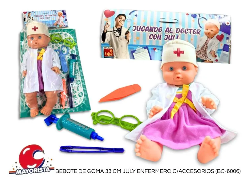 BEBOTE DE GOMA 33 CM JULY ENFERMERO C/ACCESORIOS (BC-6006) MAGIKA
