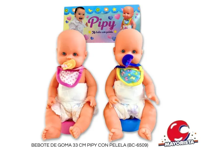 BEBOTE DE GOMA 33 CM PIPY CON PELELA (BC-6509) MAGIKA