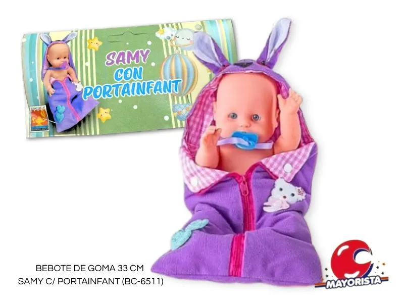 BEBOTE DE GOMA 33 CM SAMY CON PORTAINFANT (BC-6511) MAGIKA