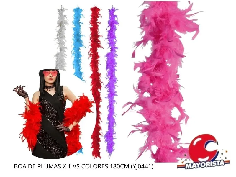 BOA DE PLUMAS X 1 VS COLORES 180CM (YJ0441) YJ IMPORT