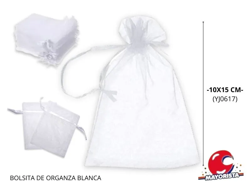 [8034107004908] BOLSITA DE ORGANZA BLANCA 10X15 CM (YJ0617) YJ IMPORT