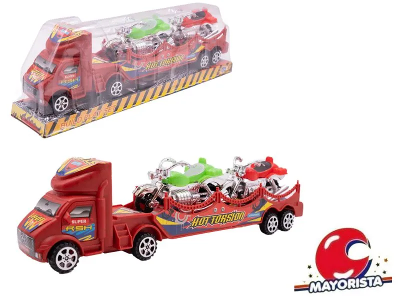 [7450077063218] CAMION CON TRAILER Y MOTOS BURBUJA 32 CM (50224) KADA