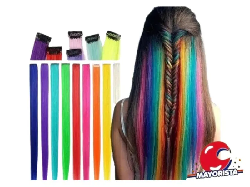 EXTENSION PELO CORTINA CON BRILLO/LISO 50X4CM VS COLORES (YJ0743/YJ0744) YJ IMPORT