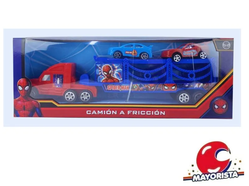 CAMION SPIDERMAN A FRICCION C/ 2 AUTOS EN CAJA 40X13 (54390) KADA
