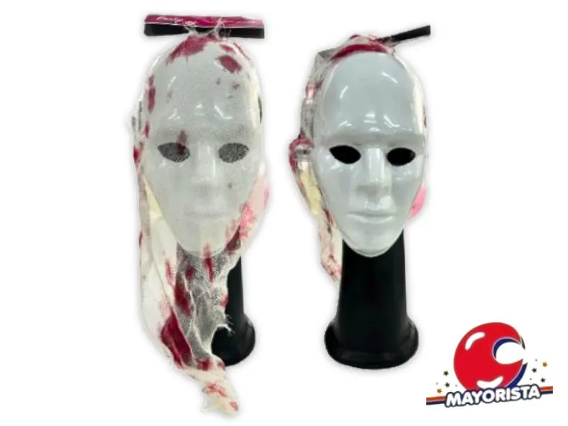 CARETA PLASTICA BLANCA CON VELO SANGRE (3538VS) TRIGGER PACK