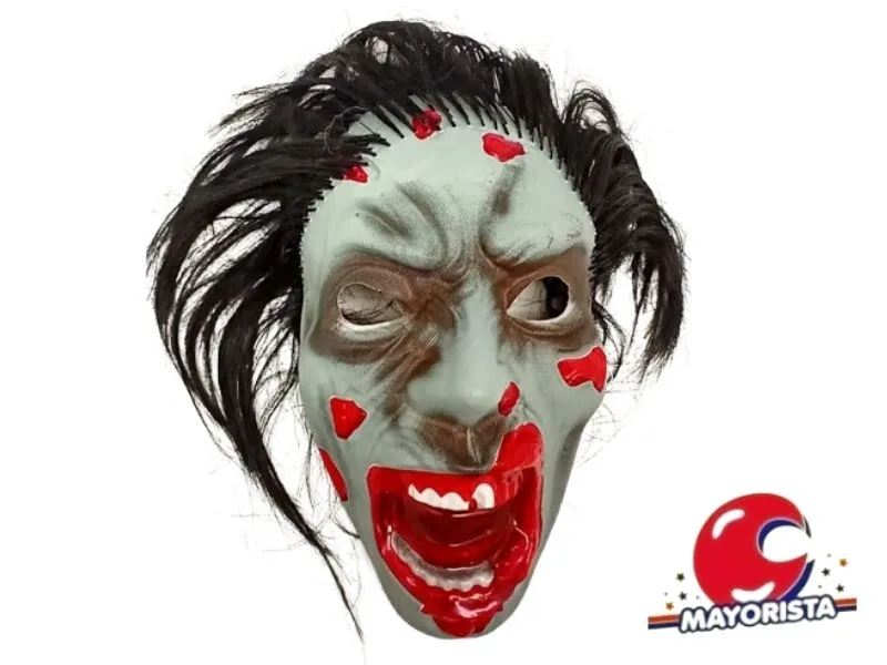 [9854] CARETA PLASTICA ZOMBIE CON PELO (3351P) TRIGGER PACK