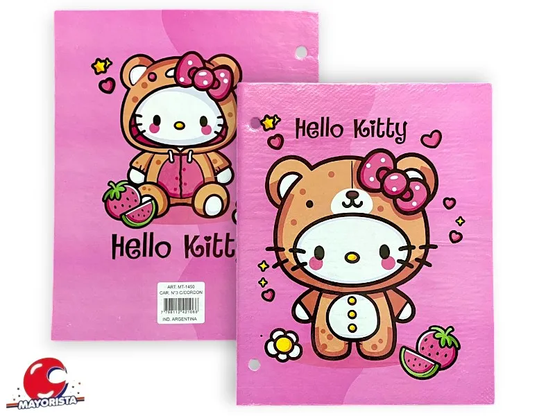 [3498] CARPETA 2 TAPAS N 3 CARTON HELLO KITTY (MT-1450) RODUBI