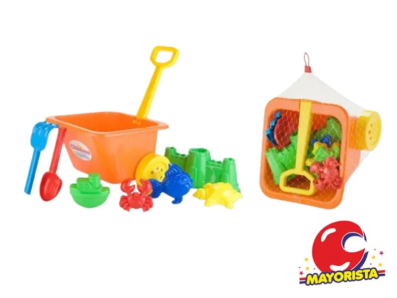 CARRITO CON CASTILLO, PALA Y RASTRILLO CHICO + 4 MOLDES (920) CHICHESS
