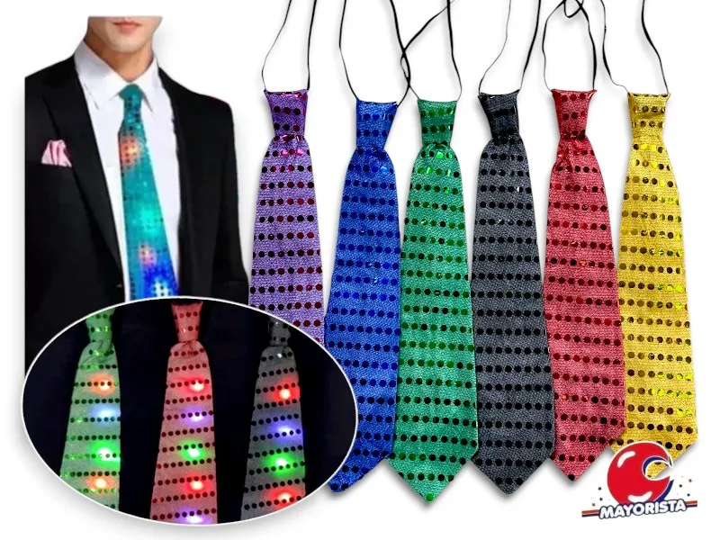 [9218] CORBATA C/LUZ Y LENTEJUELA X 1 (YJ0001) YJ IMPORT